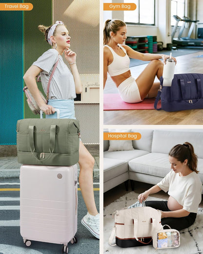 Convertible Travel Duffle Bag for Women Men,2 in 1 Garment Bag for Travel with Shoe Pouch,Overnight Weekender Carry On Duffel Bags for Airplane,Hanging Suitcase Suit Dress Business for Trip