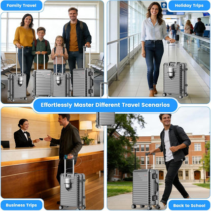 20 Inch Carry on Luggage Airline Approved, Zipperless Hard Shell Suitcase | Cup Holder, PC Aluminum Frame, 360° Spinner Wheels, 22x14x9, TSA Lock, USB Charging Port, Short Trips and Business Travel