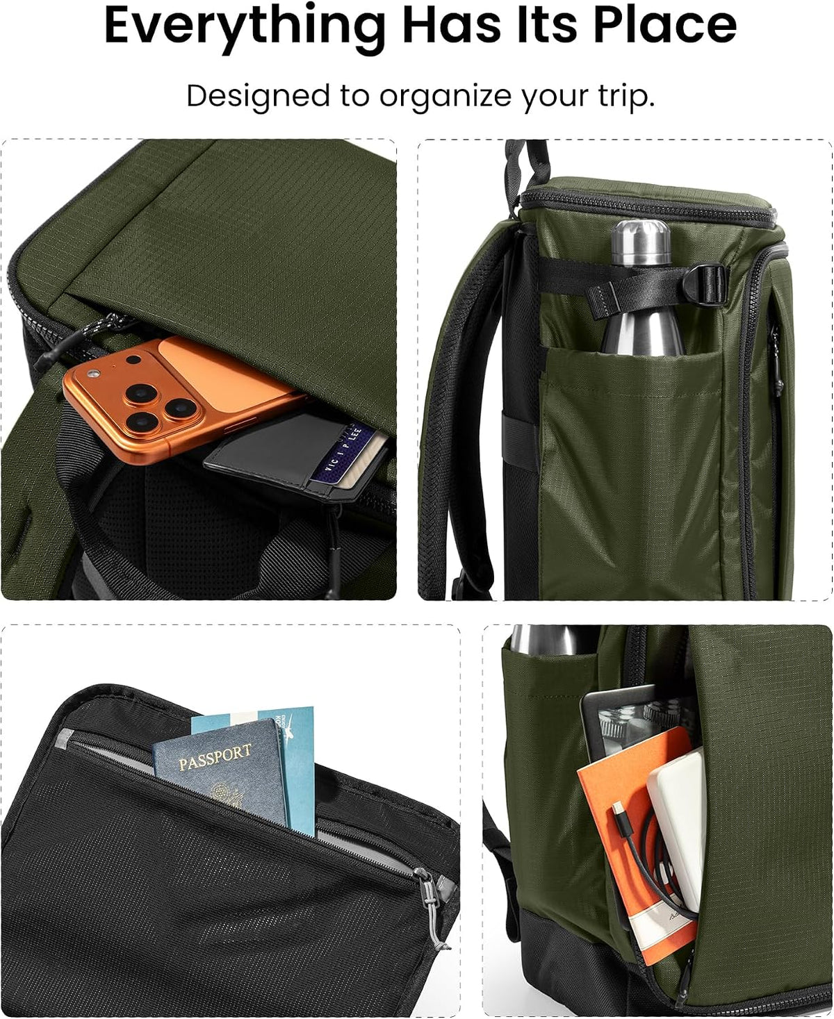 23L-28L Expandable Travel Backpack, Underseat for Ryanair Southwest | Personal Item Backpack for Frontier JetBlue, Lightweight Carry-on Luggage, Water-resistant Business Rucksack Weekender Bag