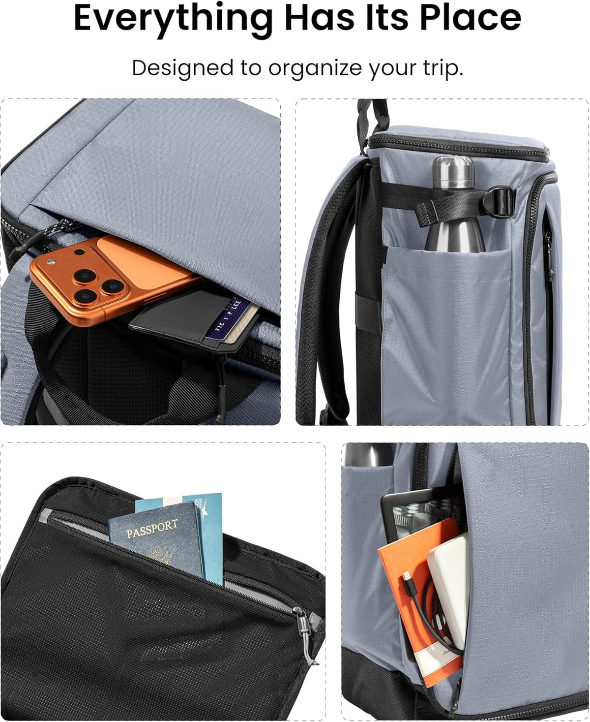 23L-28L Expandable Travel Backpack, Underseat for Ryanair Southwest | Personal Item Backpack for Frontier JetBlue, Lightweight Carry-on Luggage, Water-resistant Business Rucksack Weekender Bag