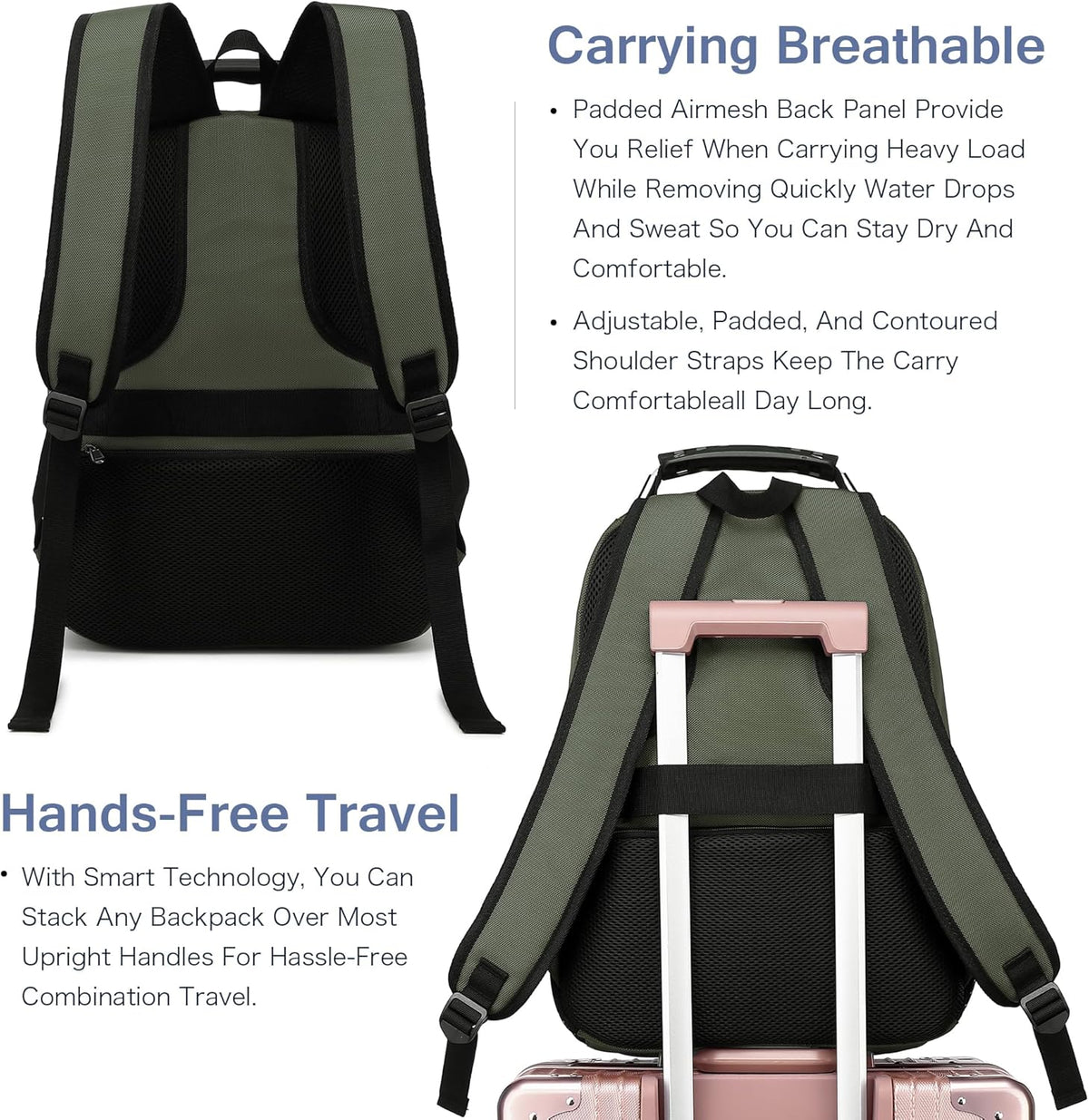 Vacuum Seal Backpack for Travel with Pump, 55L Large Bag with Zipper‑Off Detachable Vacuum Compression Bag Waterproof Carry On Large Travel Bag for Airline，Bags and Backpack Used Independently