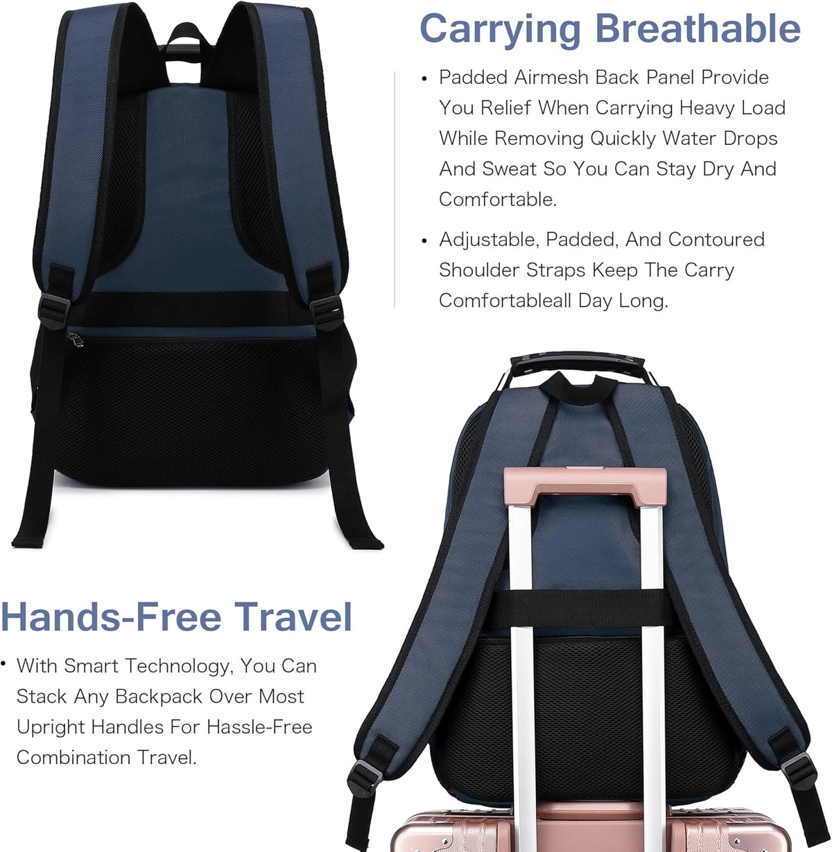 Vacuum Seal Backpack for Travel with Pump, 55L Large Bag with Zipper‑Off Detachable Vacuum Compression Bag Waterproof Carry On Large Travel Bag for Airline，Bags and Backpack Used Independently