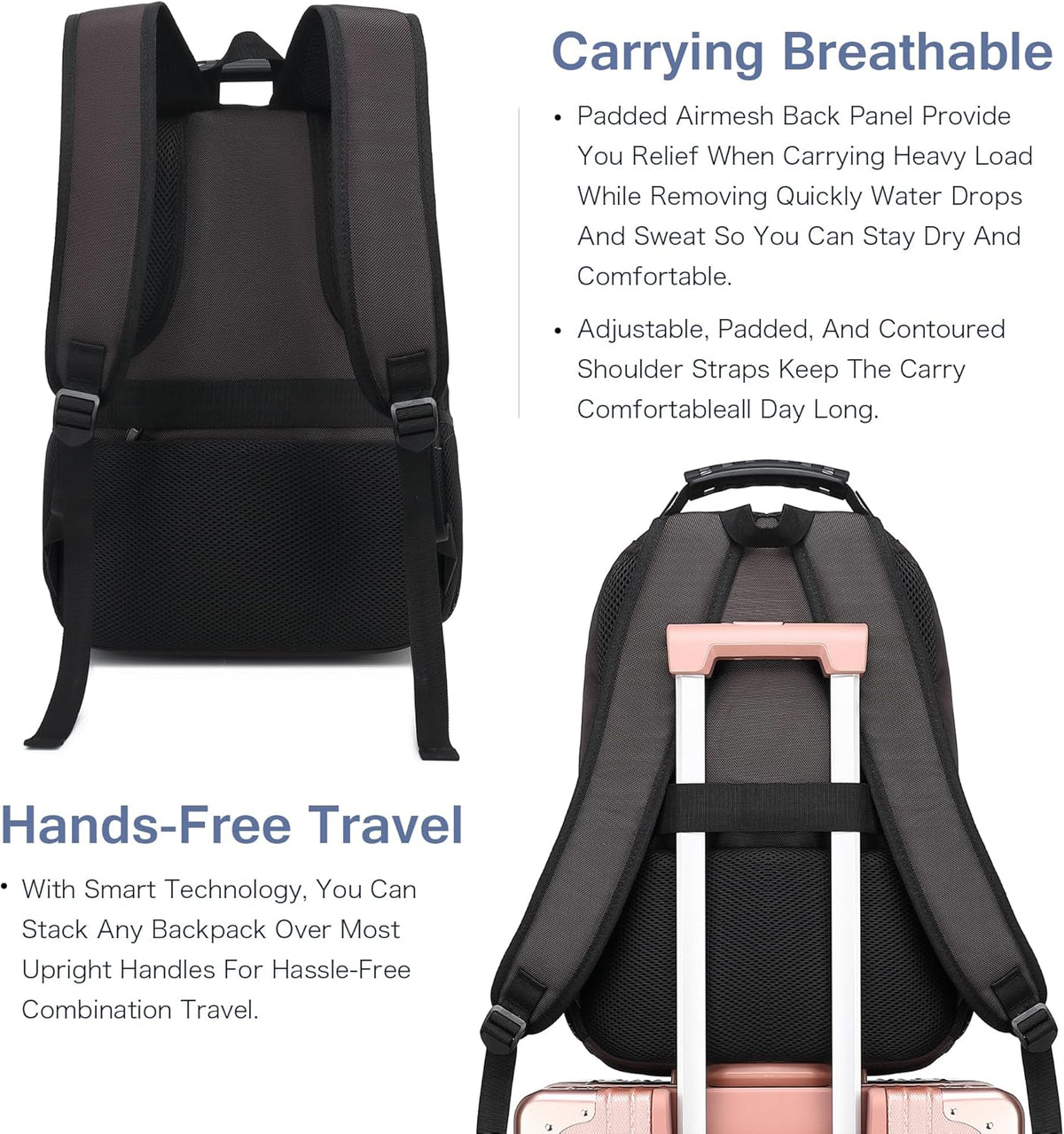 Vacuum Seal Backpack for Travel with Pump, 55L Large Bag with Zipper‑Off Detachable Vacuum Compression Bag Waterproof Carry On Large Travel Bag for Airline，Bags and Backpack Used Independently