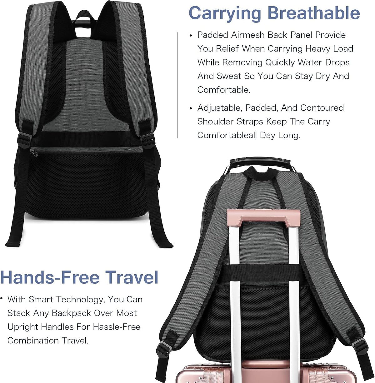 Vacuum Seal Backpack for Travel with Pump, 55L Large Bag with Zipper‑Off Detachable Vacuum Compression Bag Waterproof Carry On Large Travel Bag for Airline，Bags and Backpack Used Independently