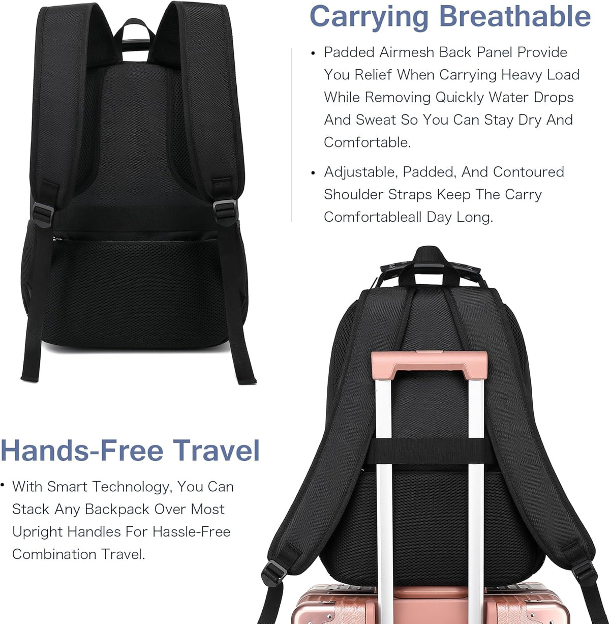 Vacuum Seal Backpack for Travel with Pump, 55L Large Bag with Zipper‑Off Detachable Vacuum Compression Bag Waterproof Carry On Large Travel Bag for Airline，Bags and Backpack Used Independently