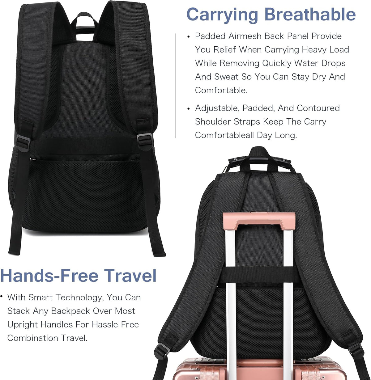 Vacuum Seal Backpack for Travel with Pump, 55L Large Bag with Zipper‑Off Detachable Vacuum Compression Bag Waterproof Carry On Large Travel Bag for Airline，Bags and Backpack Used Independently