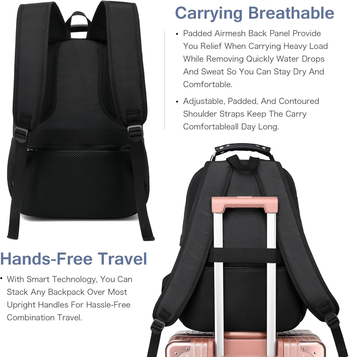 Vacuum Seal Backpack for Travel with Pump, 55L Large Bag with Zipper‑Off Detachable Vacuum Compression Bag Waterproof Carry On Large Travel Bag for Airline，Bags and Backpack Used Independently