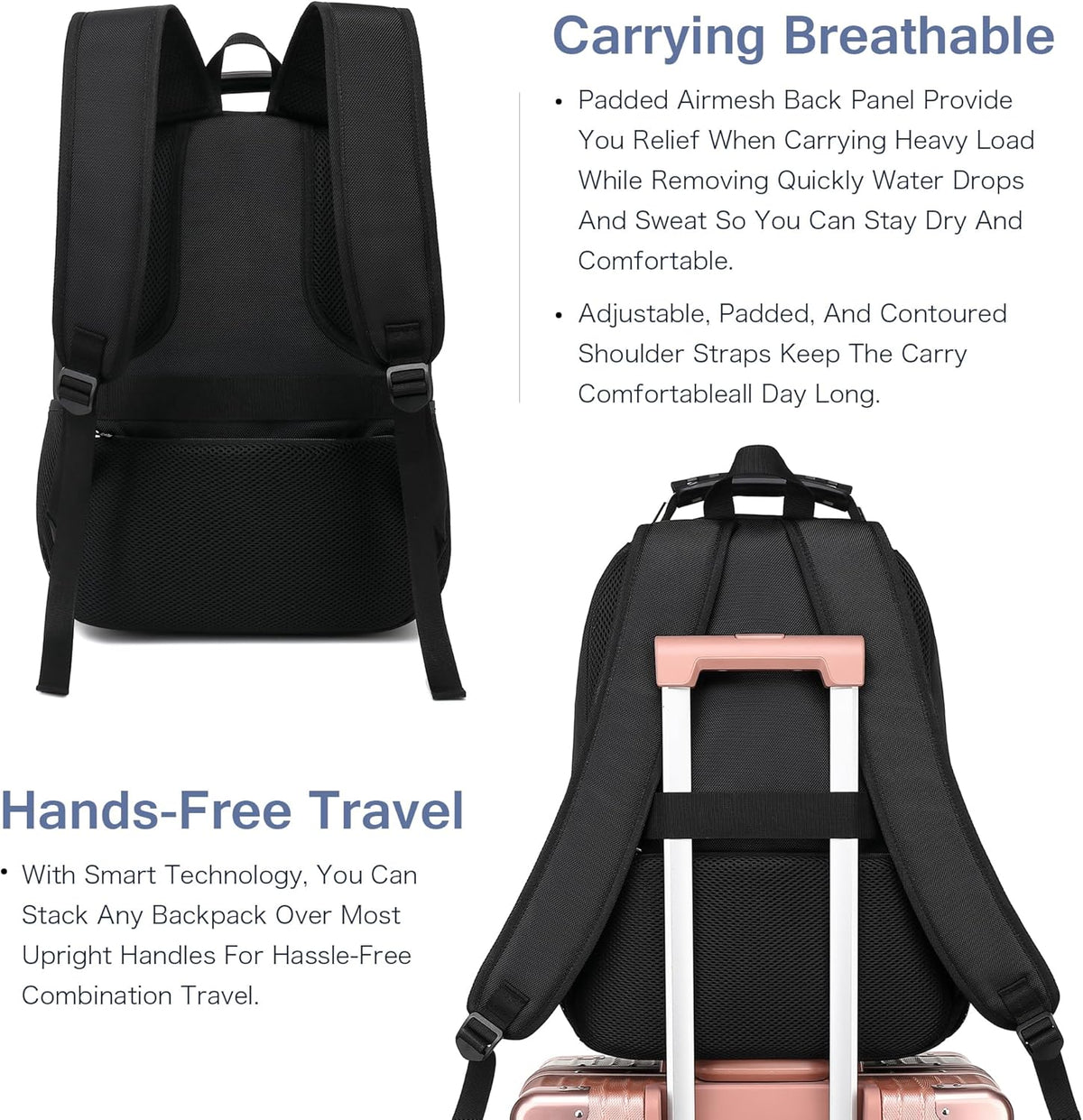 Vacuum Seal Backpack for Travel with Pump, 55L Large Bag with Zipper‑Off Detachable Vacuum Compression Bag Waterproof Carry On Large Travel Bag for Airline，Bags and Backpack Used Independently