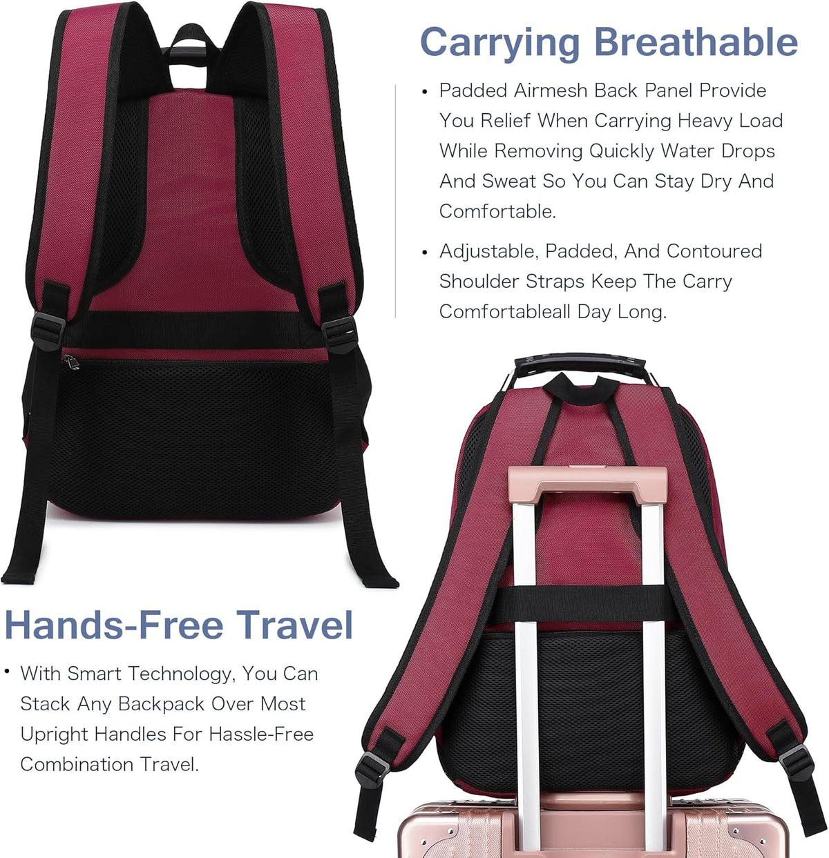 Vacuum Seal Backpack for Travel with Pump, 55L Large Bag with Zipper‑Off Detachable Vacuum Compression Bag Waterproof Carry On Large Travel Bag for Airline，Bags and Backpack Used Independently