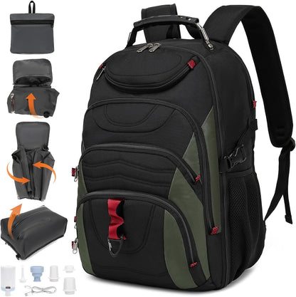 Vacuum Seal Backpack for Travel with Pump, 55L Large Bag with Zipper‑Off Detachable Vacuum Compression Bag Waterproof Carry On Large Travel Bag for Airline，Bags and Backpack Used Independently
