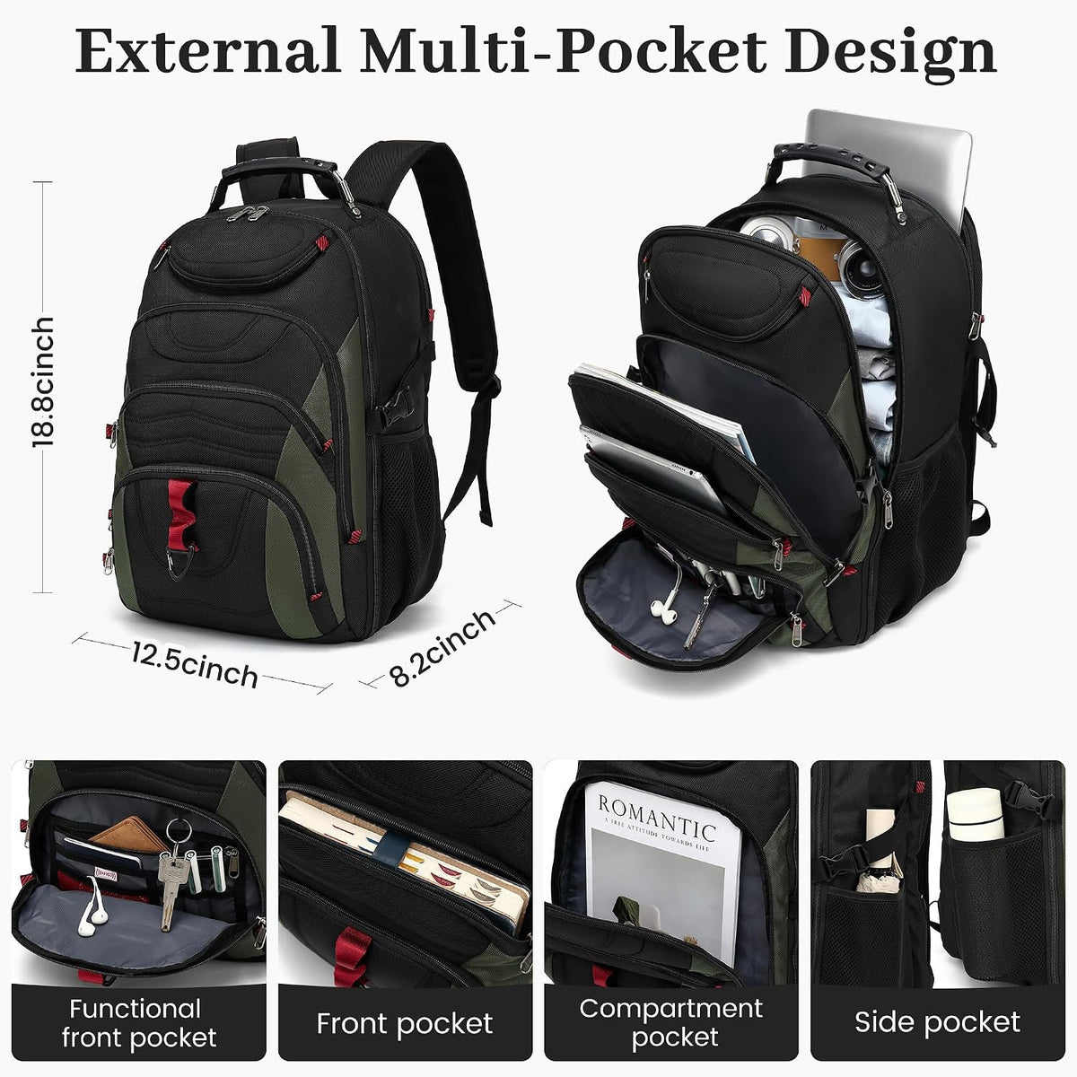 Vacuum Seal Backpack for Travel with Pump, 55L Large Bag with Zipper‑Off Detachable Vacuum Compression Bag Waterproof Carry On Large Travel Bag for Airline，Bags and Backpack Used Independently