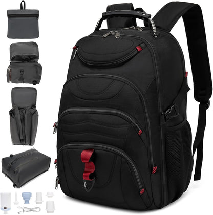 Vacuum Seal Backpack for Travel with Pump, 55L Large Bag with Zipper‑Off Detachable Vacuum Compression Bag Waterproof Carry On Large Travel Bag for Airline，Bags and Backpack Used Independently