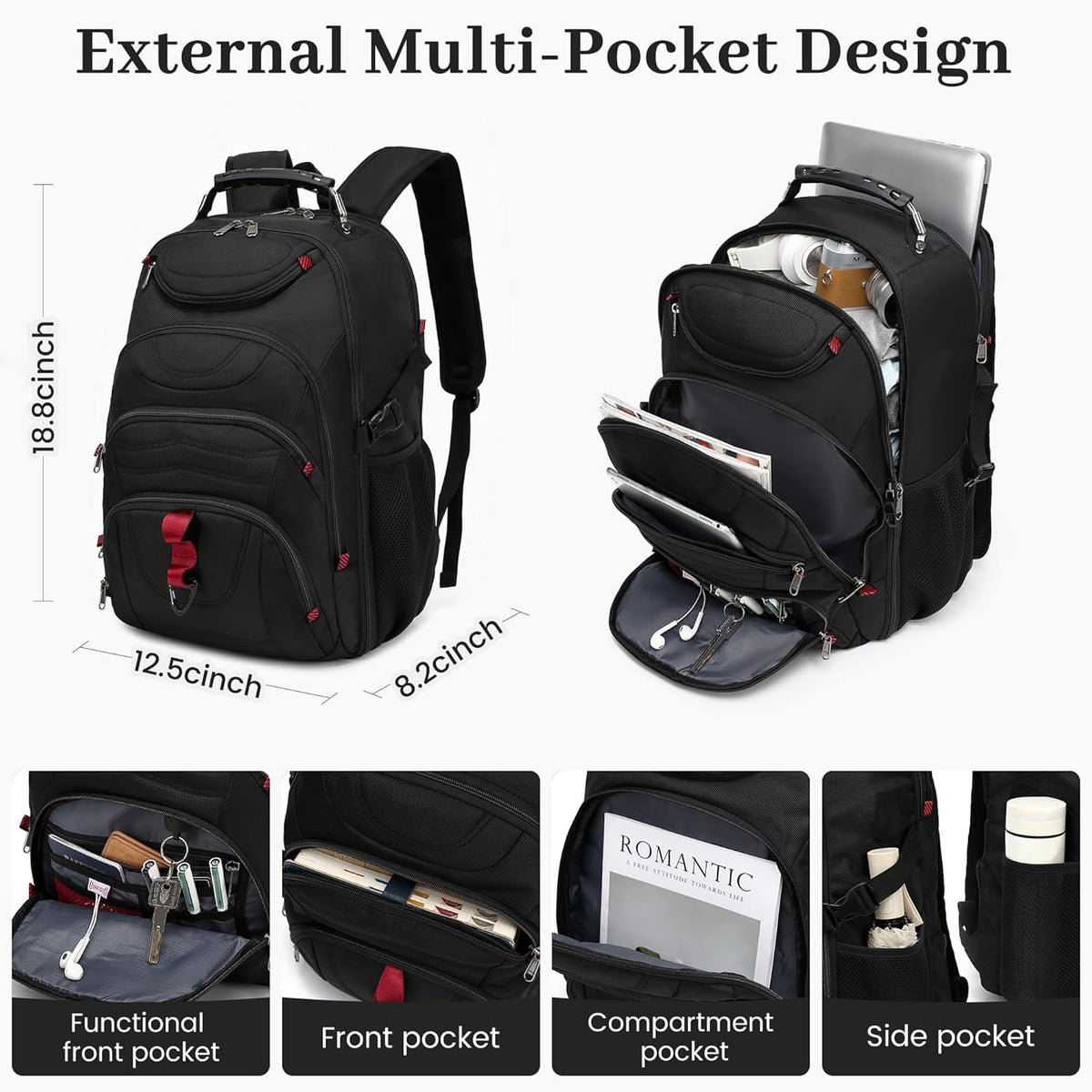 Vacuum Seal Backpack for Travel with Pump, 55L Large Bag with Zipper‑Off Detachable Vacuum Compression Bag Waterproof Carry On Large Travel Bag for Airline，Bags and Backpack Used Independently