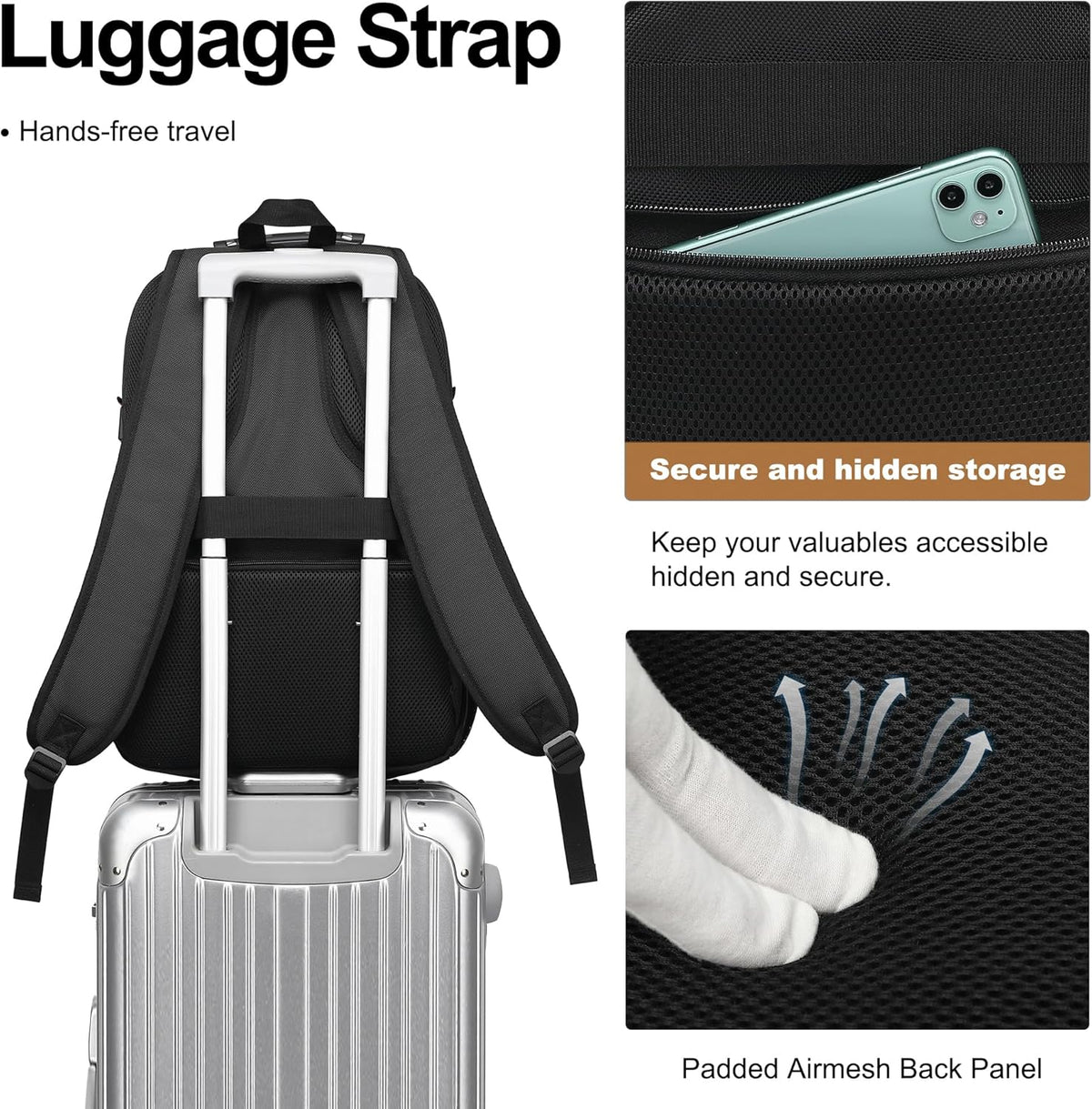 Vacuum Seal Backpack for Travel with Pump, 55L Large Bag with Zipper‑Off Detachable Vacuum Compression Bag Waterproof Carry On Large Travel Bag for Airline，Bags and Backpack Used Independently