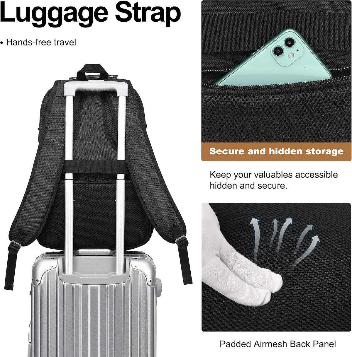 Vacuum Seal Backpack for Travel with Pump, 55L Large Bag with Zipper‑Off Detachable Vacuum Compression Bag Waterproof Carry On Large Travel Bag for Airline，Bags and Backpack Used Independently