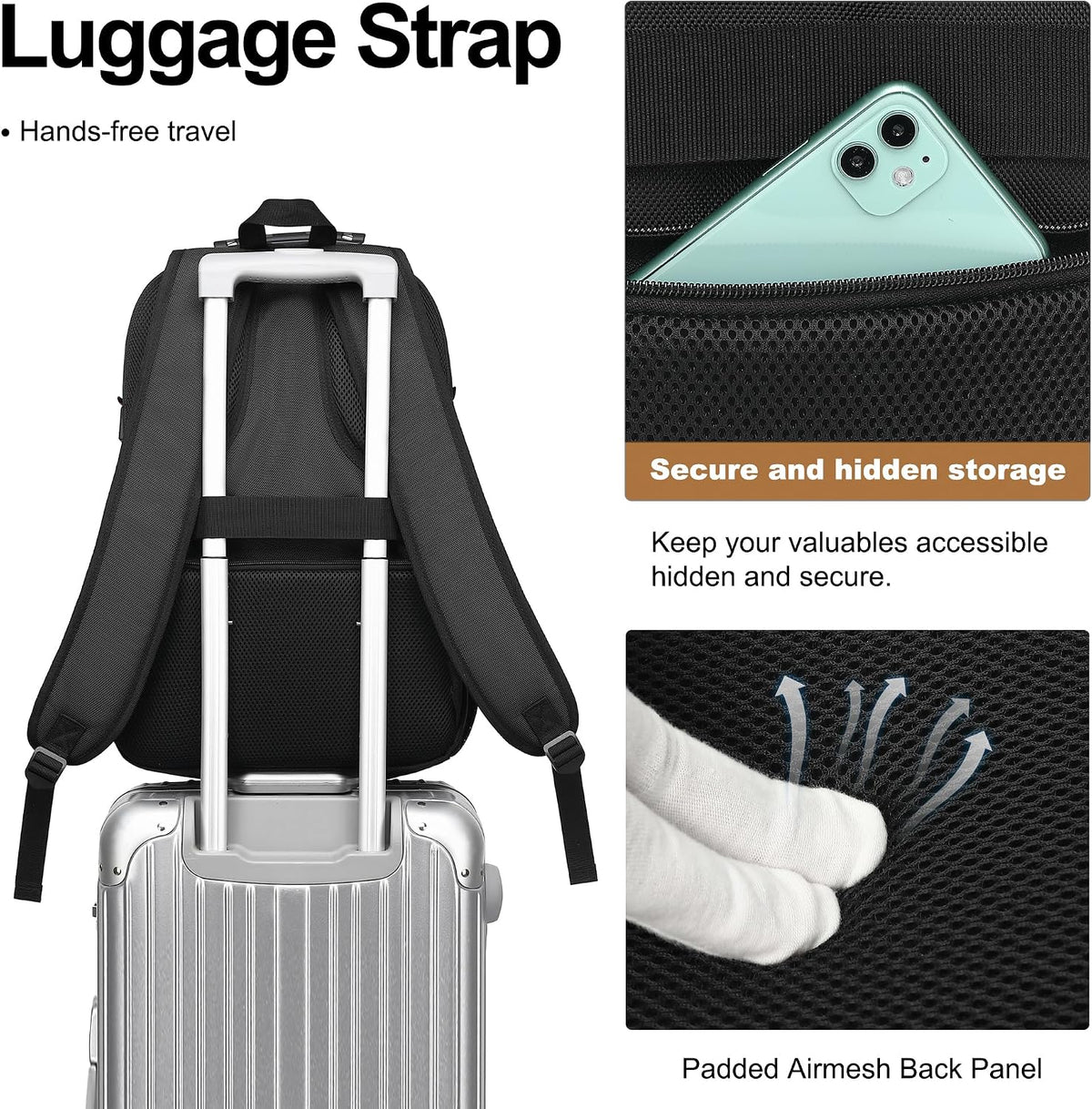 Vacuum Seal Backpack for Travel with Pump, 55L Large Bag with Zipper‑Off Detachable Vacuum Compression Bag Waterproof Carry On Large Travel Bag for Airline，Bags and Backpack Used Independently