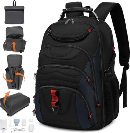Vacuum Seal Backpack for Travel with Pump, 55L Large Bag with Zipper‑Off Detachable Vacuum Compression Bag Waterproof Carry On Large Travel Bag for Airline，Bags and Backpack Used Independently