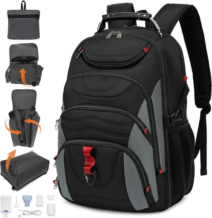 Vacuum Seal Backpack for Travel with Pump, 55L Large Bag with Zipper‑Off Detachable Vacuum Compression Bag Waterproof Carry On Large Travel Bag for Airline，Bags and Backpack Used Independently
