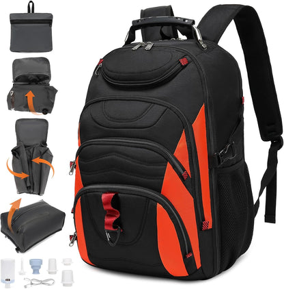 Vacuum Seal Backpack for Travel with Pump, 55L Large Bag with Zipper‑Off Detachable Vacuum Compression Bag Waterproof Carry On Large Travel Bag for Airline，Bags and Backpack Used Independently