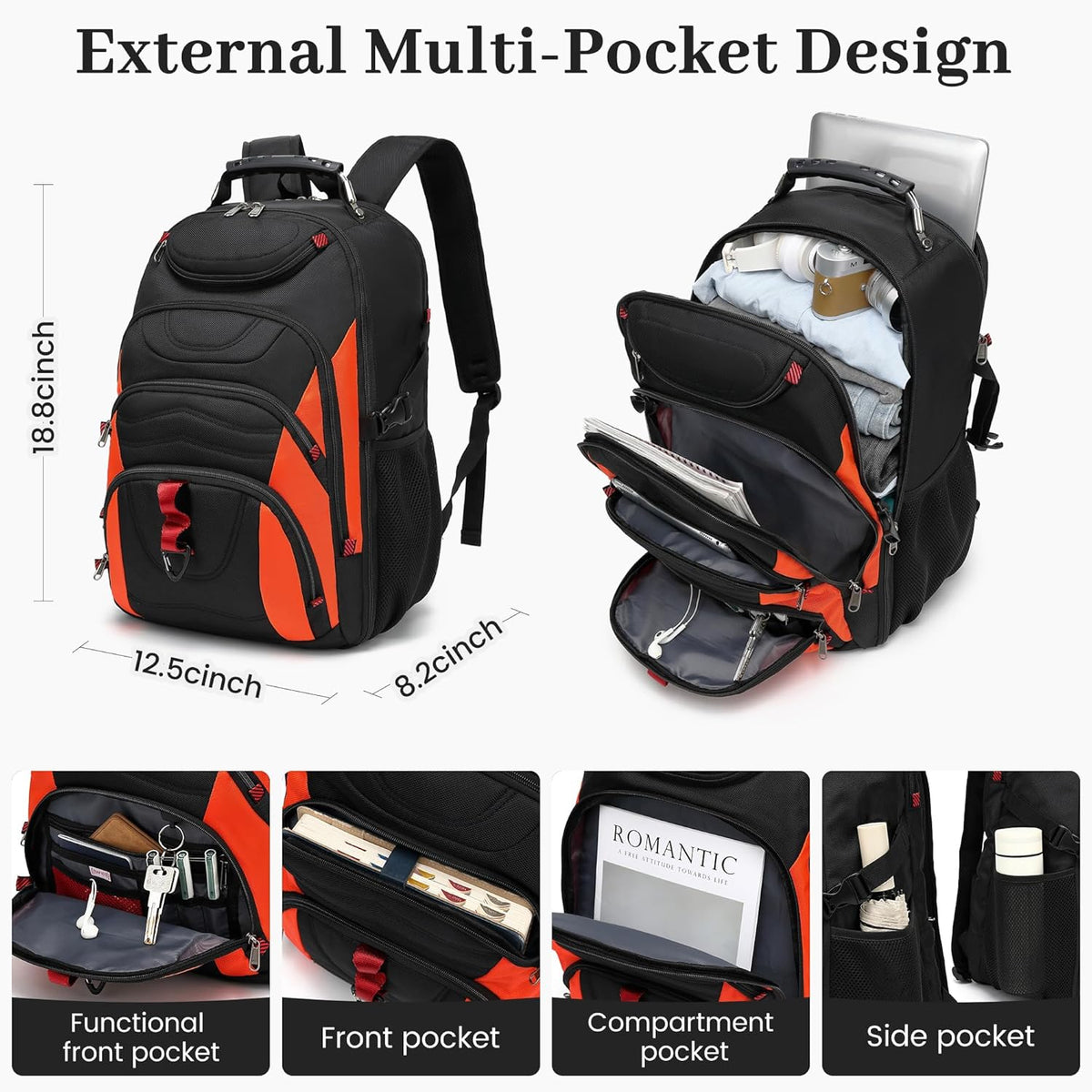 Vacuum Seal Backpack for Travel with Pump, 55L Large Bag with Zipper‑Off Detachable Vacuum Compression Bag Waterproof Carry On Large Travel Bag for Airline，Bags and Backpack Used Independently