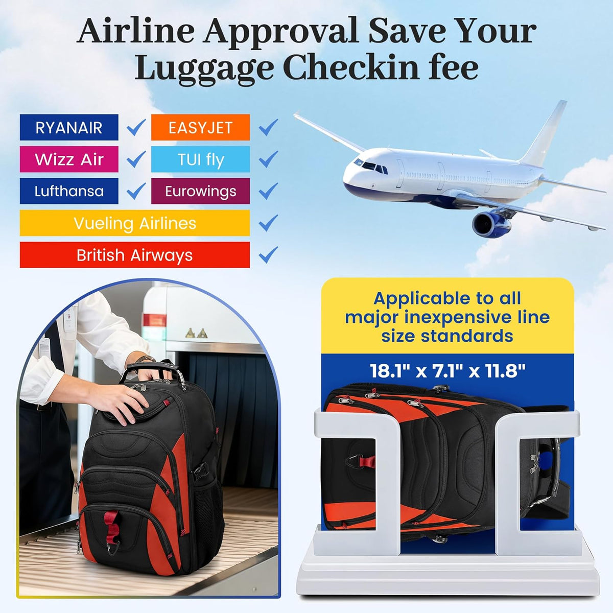 Vacuum Seal Backpack for Travel with Pump, 55L Large Bag with Zipper‑Off Detachable Vacuum Compression Bag Waterproof Carry On Large Travel Bag for Airline，Bags and Backpack Used Independently