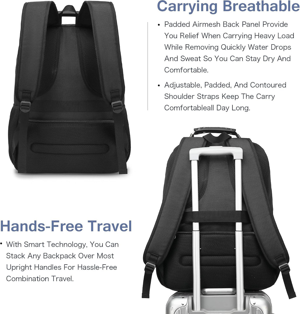 Vacuum Seal Backpack for Travel with Pump, 55L Large Bag with Zipper‑Off Detachable Vacuum Compression Bag Waterproof Carry On Large Travel Bag for Airline，Bags and Backpack Used Independently