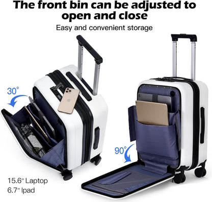 20 Inch Carry On Luggage, PC Lightweight Hardside | Expandable, Spinner Wheels, Front Compartment & Cup Holder, TSA-Approved Lock, USB Port