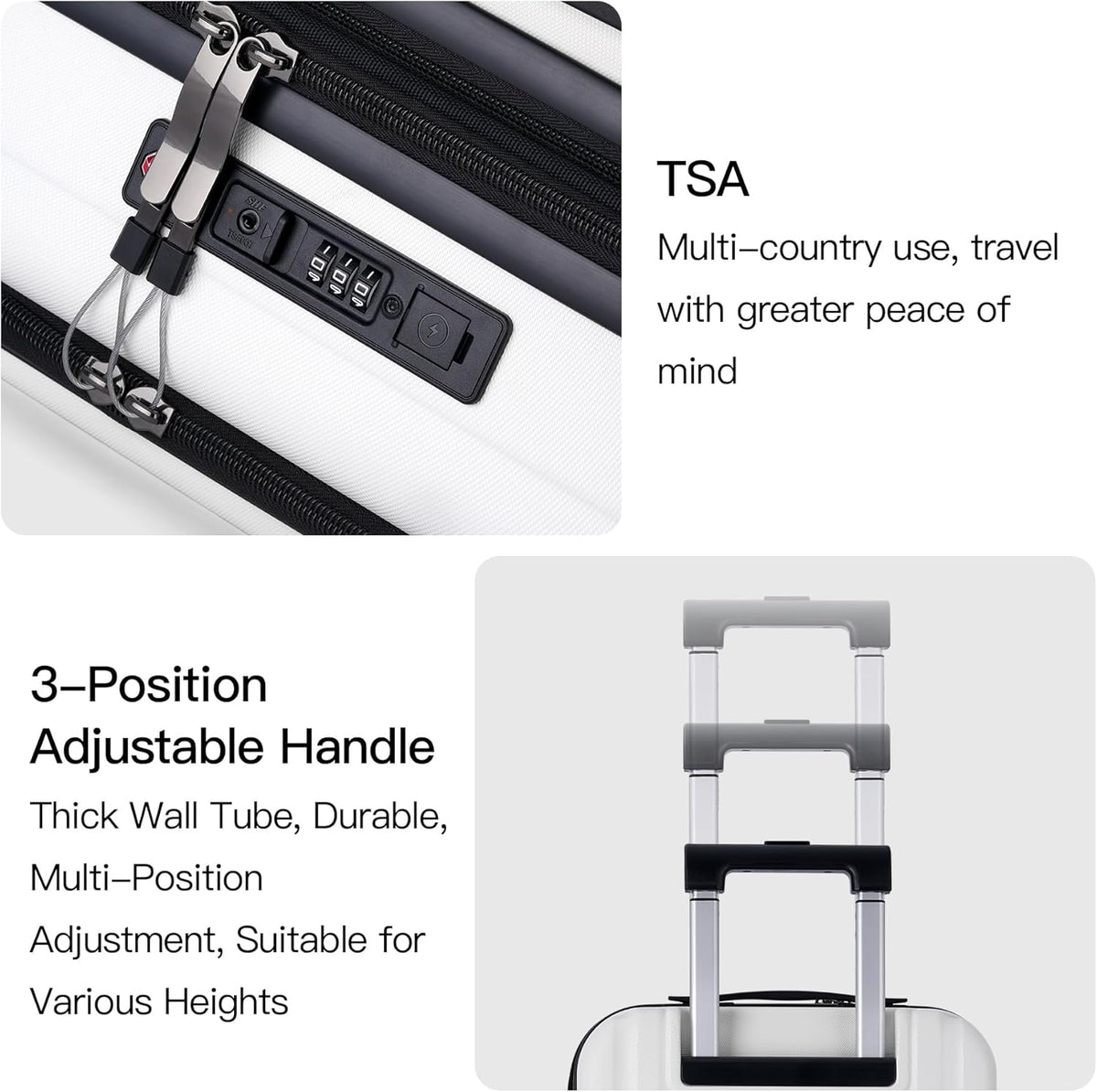20 Inch Carry On Luggage, PC Lightweight Hardside | Expandable, Spinner Wheels, Front Compartment & Cup Holder, TSA-Approved Lock, USB Port