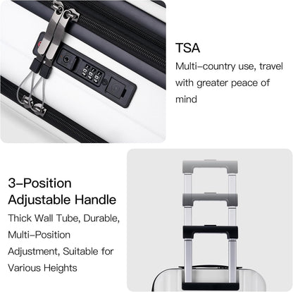20 Inch Carry On Luggage, PC Lightweight Hardside | Expandable, Spinner Wheels, Front Compartment & Cup Holder, TSA-Approved Lock, USB Port