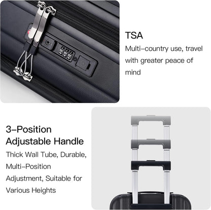 20 Inch Carry On Luggage, PC Lightweight Hardside | Expandable, Spinner Wheels, Front Compartment & Cup Holder, TSA-Approved Lock, USB Port