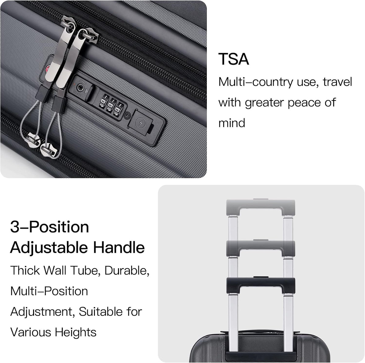 20 Inch Carry On Luggage, PC Lightweight Hardside | Expandable, Spinner Wheels, Front Compartment & Cup Holder, TSA-Approved Lock, USB Port
