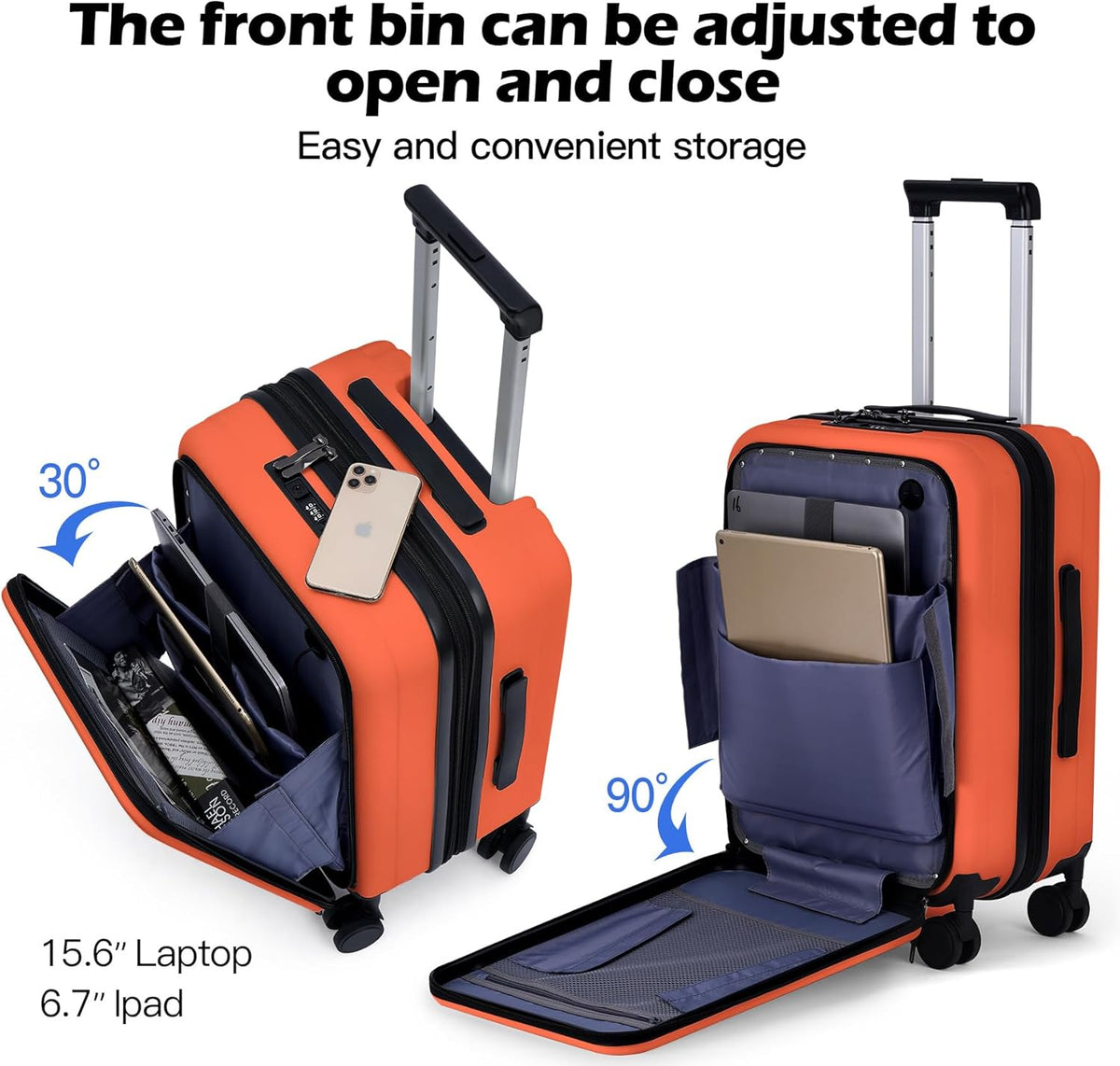 20 Inch Carry On Luggage, PC Lightweight Hardside | Expandable, Spinner Wheels, Front Compartment & Cup Holder, TSA-Approved Lock, USB Port