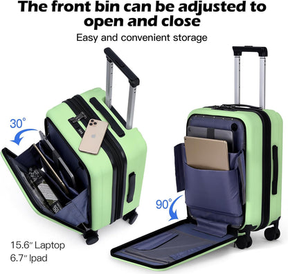 20 Inch Carry On Luggage, PC Lightweight Hardside | Expandable, Spinner Wheels, Front Compartment & Cup Holder, TSA-Approved Lock, USB Port