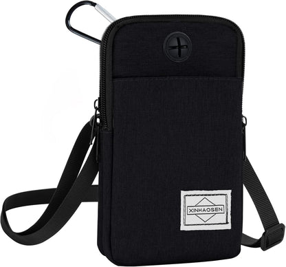 Cell Phone Purse Waist Pack Bag Travel Crossbody Bag Wristband Sport Armband Wallet with Removable Shoulder Strap (Black)