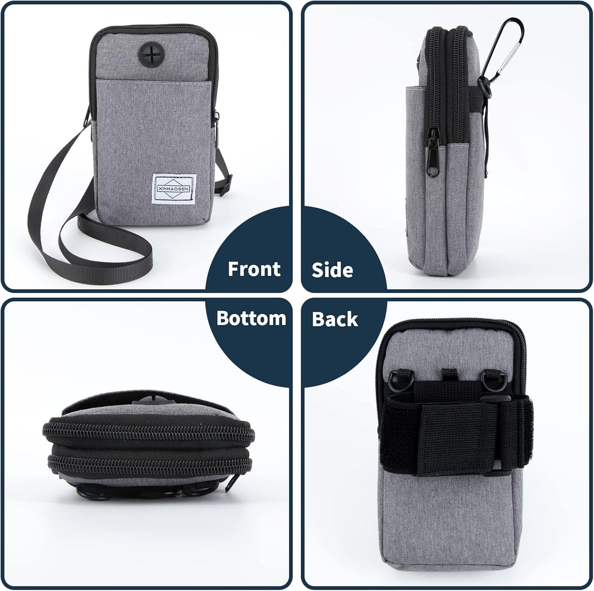 Cell Phone Purse Waist Pack Bag Travel Crossbody Bag Wristband Sport Armband Wallet with Removable Shoulder Strap (Black)