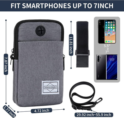 Cell Phone Purse Waist Pack Bag Travel Crossbody Bag Wristband Sport Armband Wallet with Removable Shoulder Strap (Black)