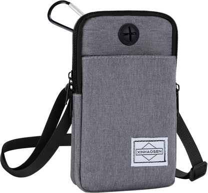 Cell Phone Purse Waist Pack Bag Travel Crossbody Bag Wristband Sport Armband Wallet with Removable Shoulder Strap (Black)