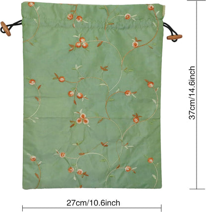 4pcs Embroidered Silk Flower Design Jacquard Travel Bag, Laundry Bags Shoe Bags, Lingerie Bags Underwear Bags for Travel Storage for Men Women Washable Cloth Shoe Bags
