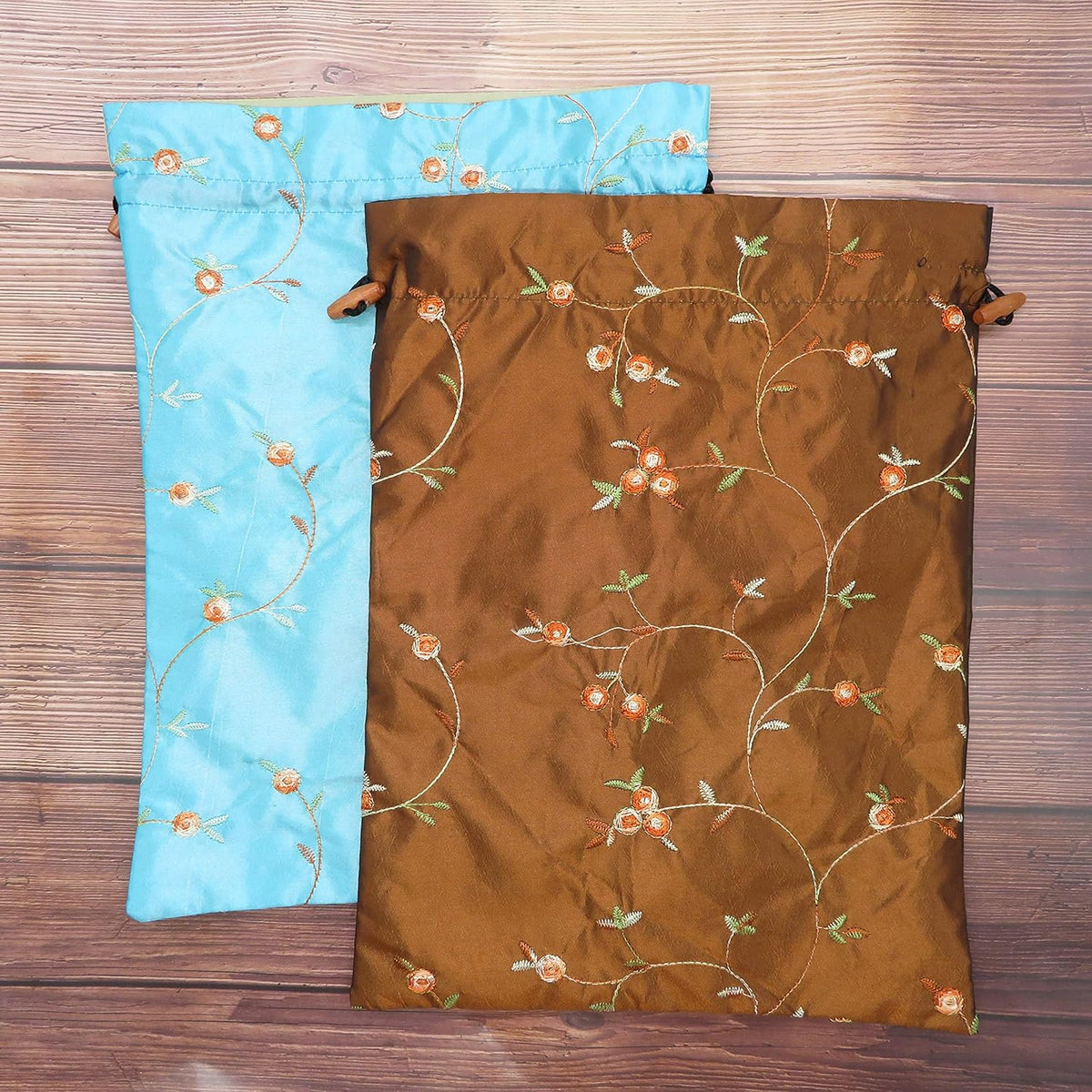 4pcs Embroidered Silk Flower Design Jacquard Travel Bag, Laundry Bags Shoe Bags, Lingerie Bags Underwear Bags for Travel Storage for Men Women Washable Cloth Shoe Bags