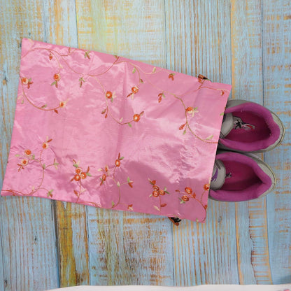 4pcs Embroidered Silk Flower Design Jacquard Travel Bag, Laundry Bags Shoe Bags, Lingerie Bags Underwear Bags for Travel Storage for Men Women Washable Cloth Shoe Bags