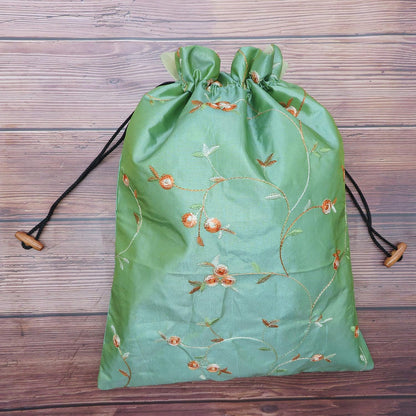4pcs Embroidered Silk Flower Design Jacquard Travel Bag, Laundry Bags Shoe Bags, Lingerie Bags Underwear Bags for Travel Storage for Men Women Washable Cloth Shoe Bags