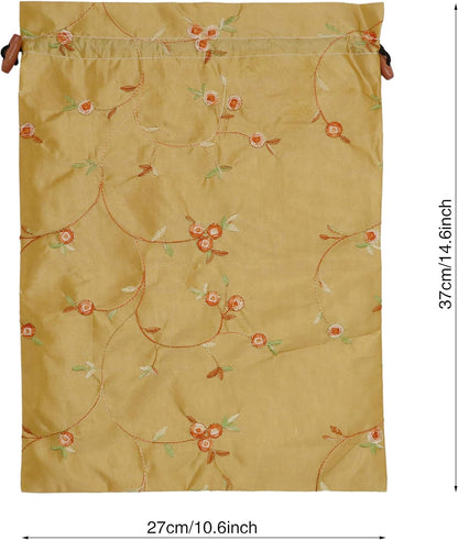 4pcs Embroidered Silk Flower Design Jacquard Travel Bag, Laundry Bags Shoe Bags, Lingerie Bags Underwear Bags for Travel Storage for Men Women Washable Cloth Shoe Bags