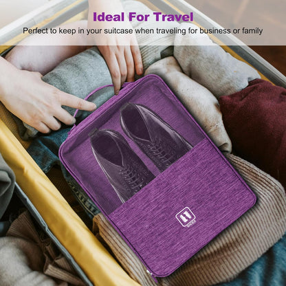 Large Shoe Bags for Travel, Holds 3 Pairs of Shoes, Portable Dance Shoe Storage Pouch, Sneaker Storage Bag (Black)