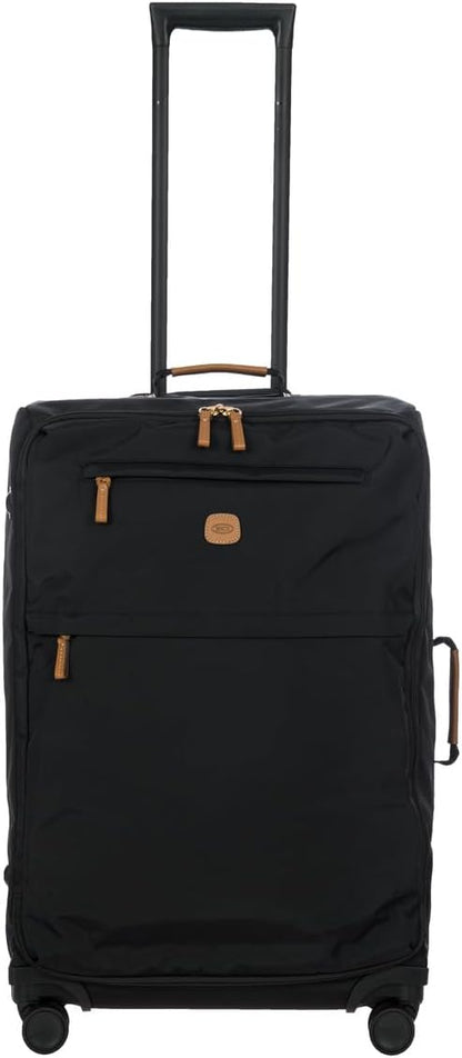 X-Travel 21” Carry-On Spinner – Airline Approved Luxury Softside Luggage with 360° Wheels, Recycled Water-Resistant Fabric, Interior Pockets, and Leather Details – Navy