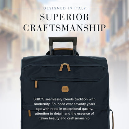 X-Travel 21” Carry-On Spinner – Airline Approved Luxury Softside Luggage with 360° Wheels, Recycled Water-Resistant Fabric, Interior Pockets, and Leather Details – Navy