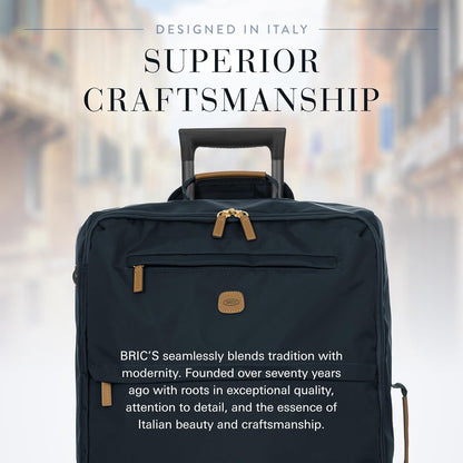 X-Travel 21” Carry-On Spinner – Airline Approved Luxury Softside Luggage with 360° Wheels, Recycled Water-Resistant Fabric, Interior Pockets, and Leather Details – Navy