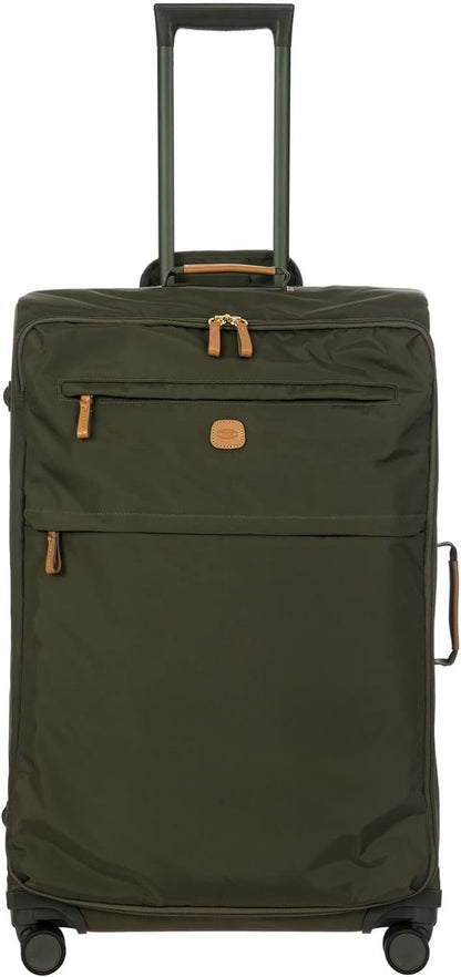 X-Travel 21” Carry-On Spinner – Airline Approved Luxury Softside Luggage with 360° Wheels, Recycled Water-Resistant Fabric, Interior Pockets, and Leather Details – Navy