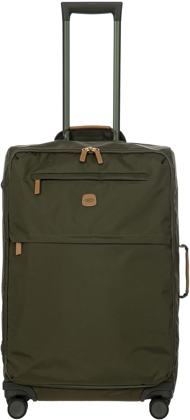 X-Travel 21” Carry-On Spinner – Airline Approved Luxury Softside Luggage with 360° Wheels, Recycled Water-Resistant Fabric, Interior Pockets, and Leather Details – Navy