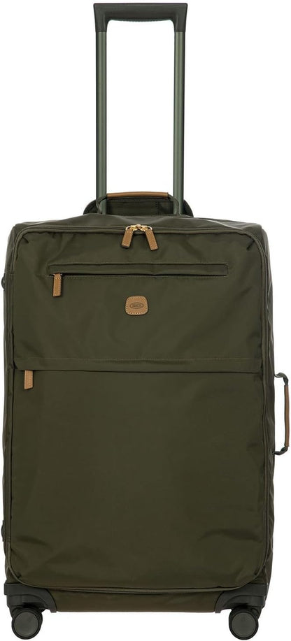 X-Travel 21” Carry-On Spinner – Airline Approved Luxury Softside Luggage with 360° Wheels, Recycled Water-Resistant Fabric, Interior Pockets, and Leather Details – Navy