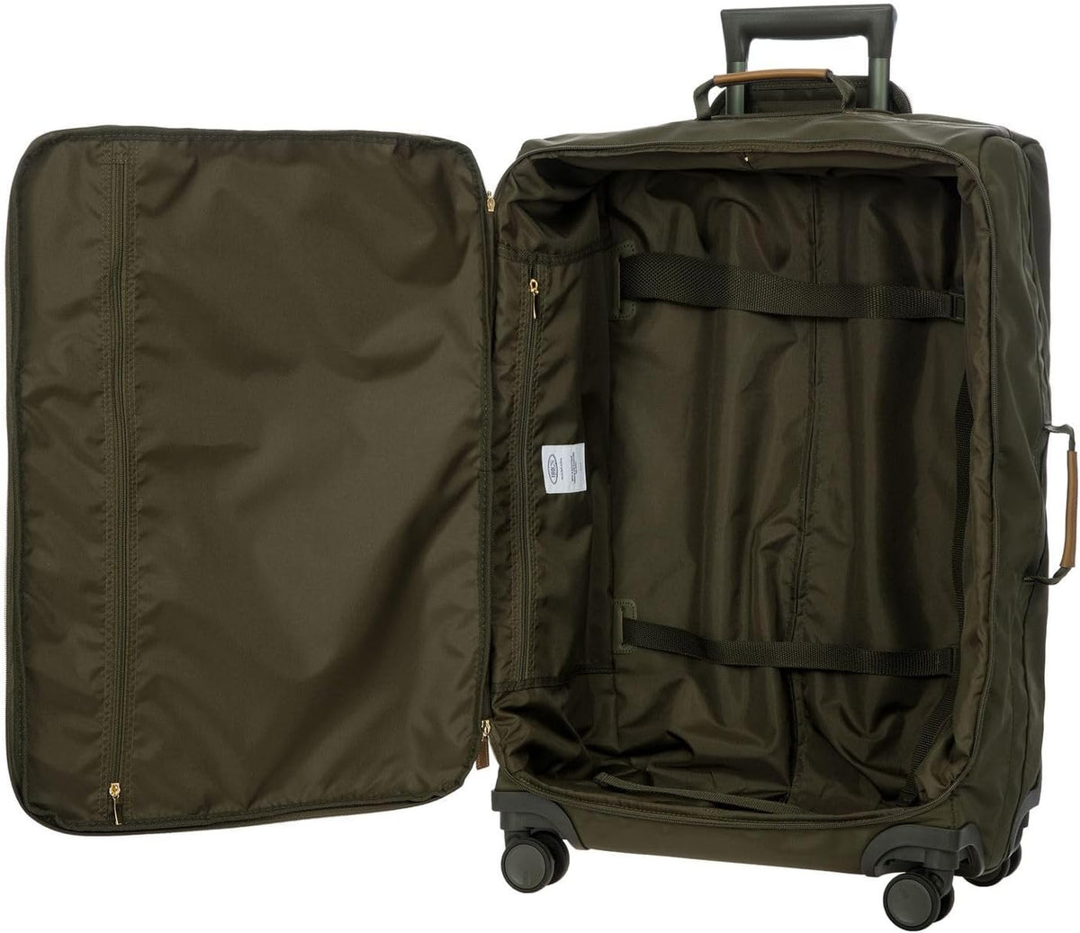 X-Travel 21” Carry-On Spinner – Airline Approved Luxury Softside Luggage with 360° Wheels, Recycled Water-Resistant Fabric, Interior Pockets, and Leather Details – Navy